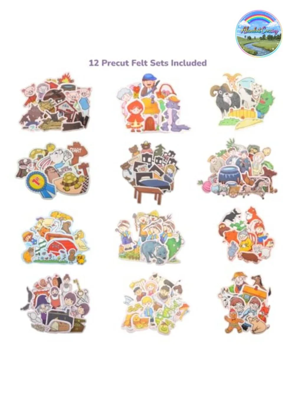 12 Pack Felt Board Stories Set for Classroom Preschool Learning Toy with
